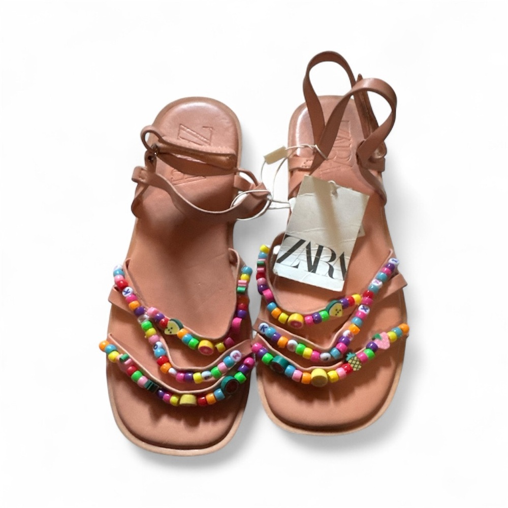 ZARA Women’s Size 36 or Equivalent to US Size 5.5 Colorful Beaded Flat Sandals